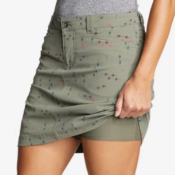 Eddie Bauer Adventurer 2.0 Skort - Olive Green Print Size 14 - Picture 1 of 11
